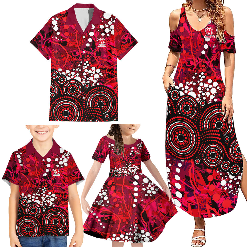 Melbourne Renegades Family Matching Summer Maxi Dress and Hawaiian Shirt Graffiti Urban Aboriginal Dot Abstract Design
