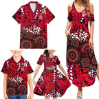 Melbourne Renegades Family Matching Summer Maxi Dress and Hawaiian Shirt Graffiti Urban Aboriginal Dot Abstract Design