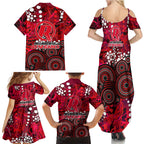 Melbourne Renegades Family Matching Summer Maxi Dress and Hawaiian Shirt Graffiti Urban Aboriginal Dot Abstract Design