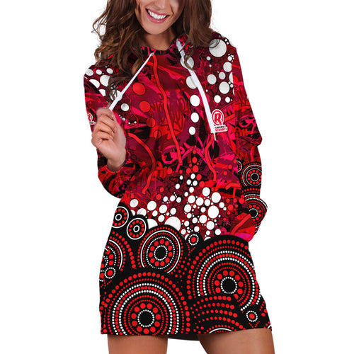 Melbourne Renegades Hoodie Dress Graffiti Urban Aboriginal Dot Abstract Design