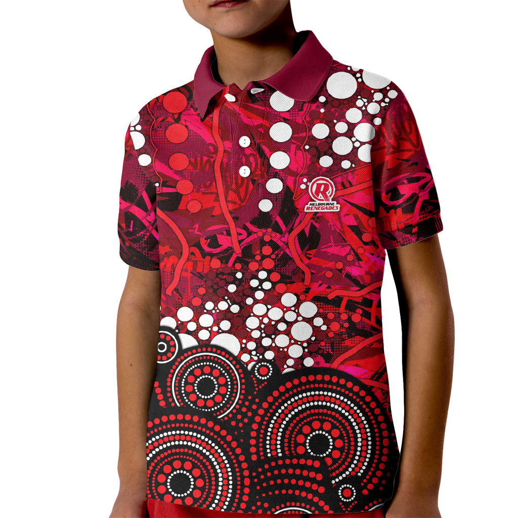 Melbourne Renegades Kid Polo Shirt Graffiti Urban Aboriginal Dot Abstract Design