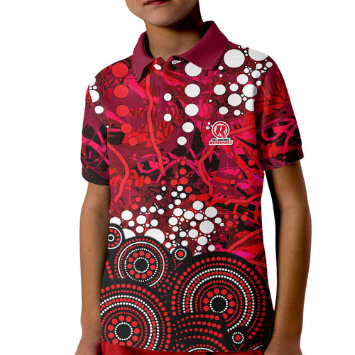 Melbourne Renegades Kid Polo Shirt Graffiti Urban Aboriginal Dot Abstract Design