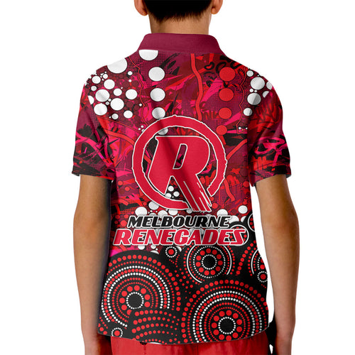 Melbourne Renegades Kid Polo Shirt Graffiti Urban Aboriginal Dot Abstract Design