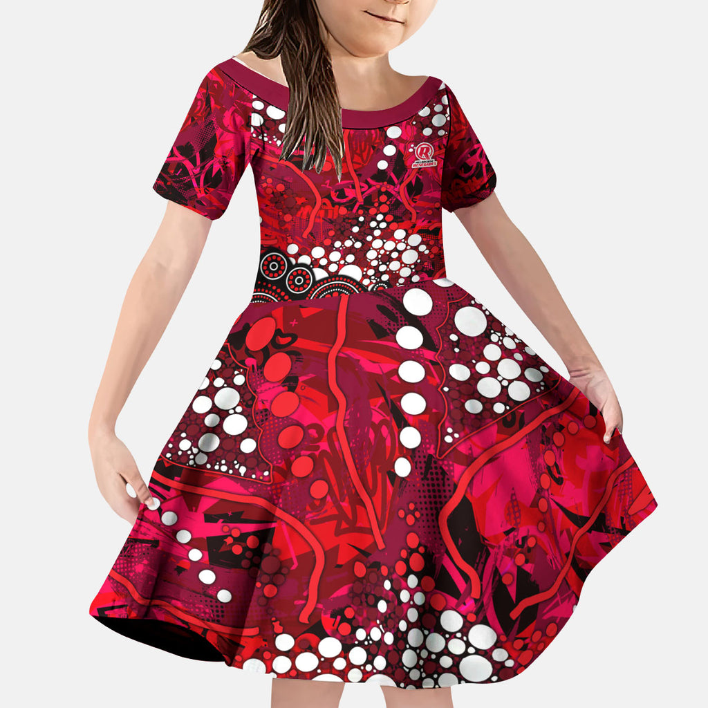 Melbourne Renegades Kid Short Sleeve Dress Graffiti Urban Aboriginal Dot Abstract Design