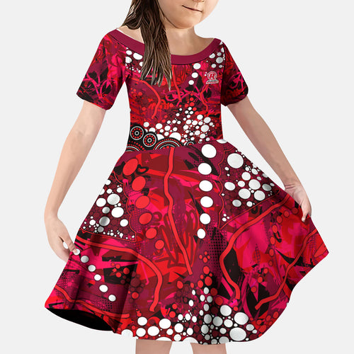 Melbourne Renegades Kid Short Sleeve Dress Graffiti Urban Aboriginal Dot Abstract Design