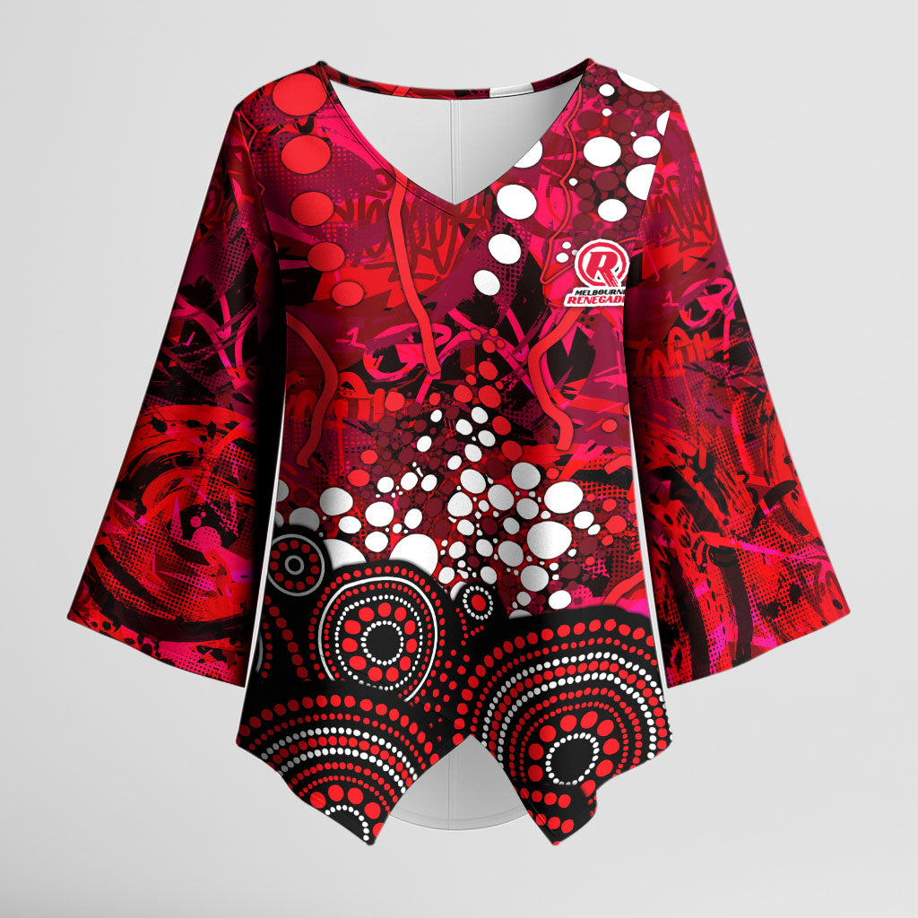 Melbourne Renegades Kimono Sleeve Blouse Graffiti Urban Aboriginal Dot Abstract Design