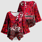 Melbourne Renegades Kimono Sleeve Blouse Graffiti Urban Aboriginal Dot Abstract Design