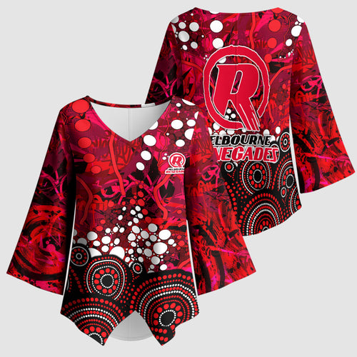 Melbourne Renegades Kimono Sleeve Blouse Graffiti Urban Aboriginal Dot Abstract Design