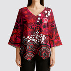 Melbourne Renegades Kimono Sleeve Blouse Graffiti Urban Aboriginal Dot Abstract Design