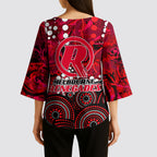 Melbourne Renegades Kimono Sleeve Blouse Graffiti Urban Aboriginal Dot Abstract Design