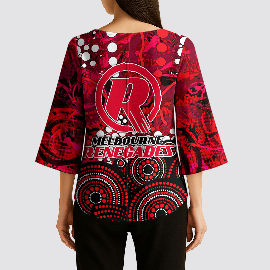Melbourne Renegades Kimono Sleeve Blouse Graffiti Urban Aboriginal Dot Abstract Design