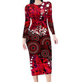 Melbourne Renegades Long Sleeve Bodycon Dress Graffiti Urban Aboriginal Dot Abstract Design