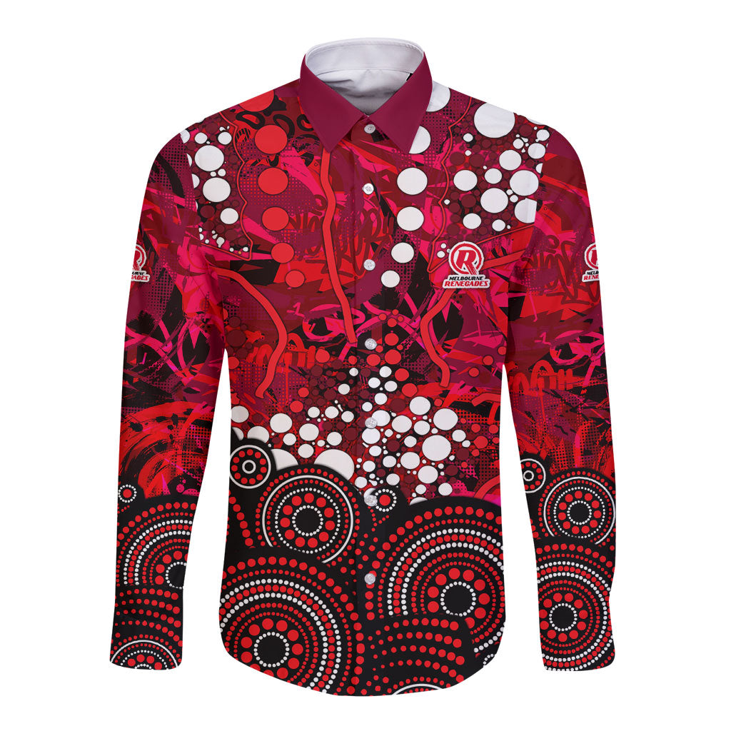 Melbourne Renegades Long Sleeve Button Shirt Graffiti Urban Aboriginal Dot Abstract Design