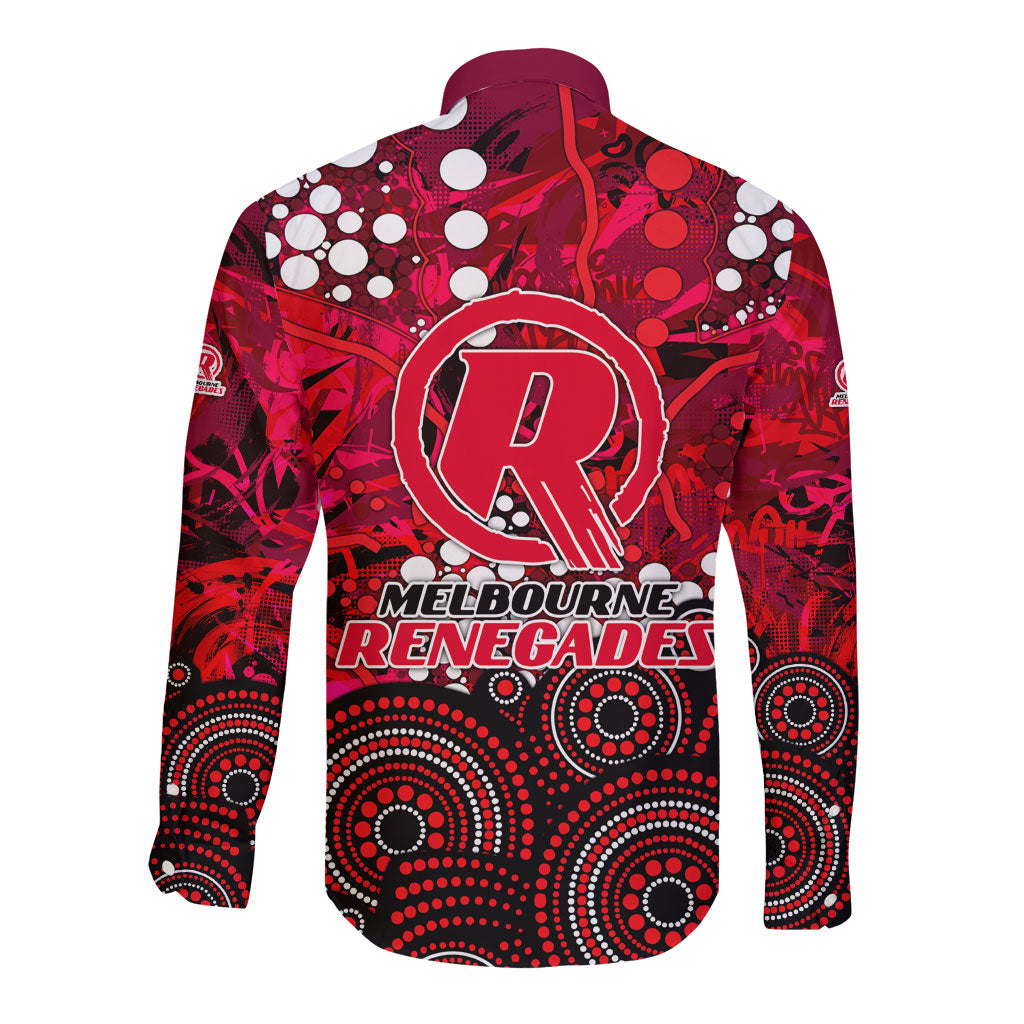 Melbourne Renegades Long Sleeve Button Shirt Graffiti Urban Aboriginal Dot Abstract Design