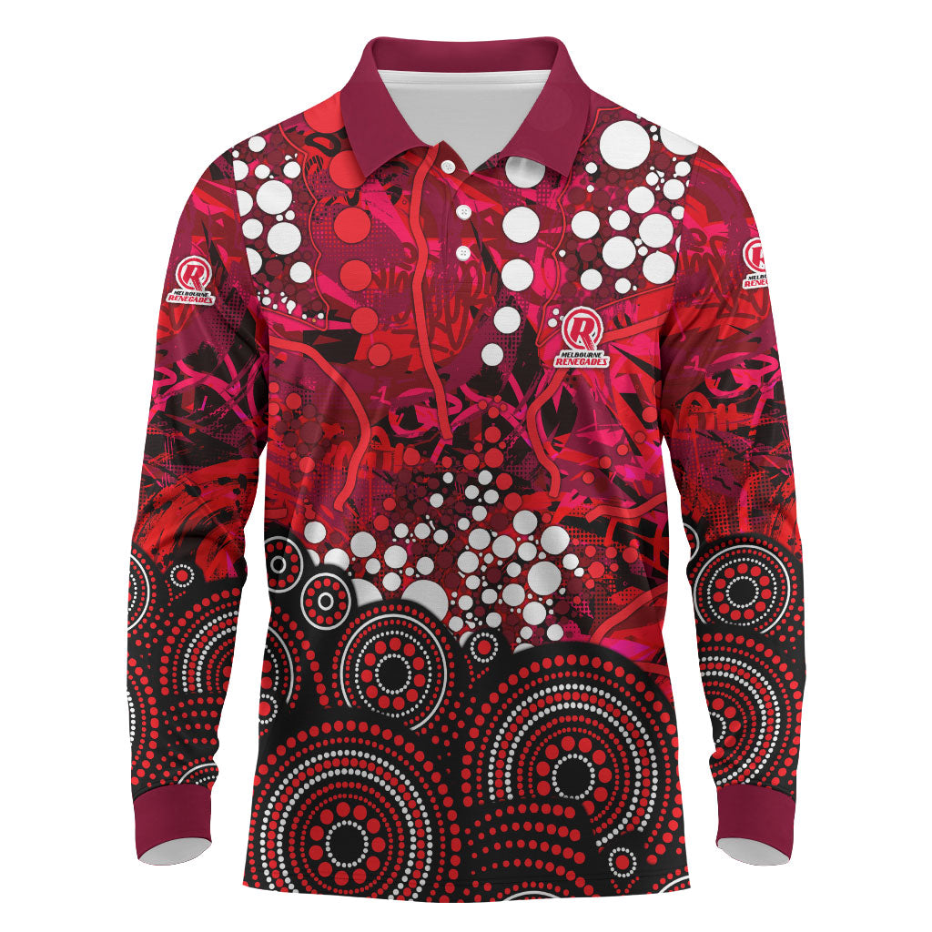 Melbourne Renegades Long Sleeve Polo Shirt Graffiti Urban Aboriginal Dot Abstract Design
