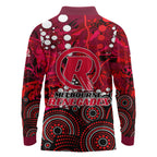 Melbourne Renegades Long Sleeve Polo Shirt Graffiti Urban Aboriginal Dot Abstract Design