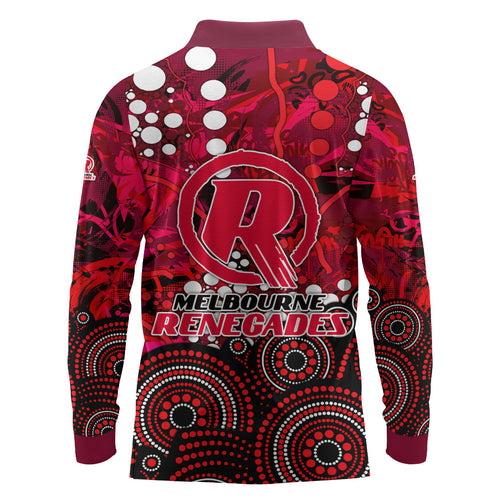 Melbourne Renegades Long Sleeve Polo Shirt Graffiti Urban Aboriginal Dot Abstract Design