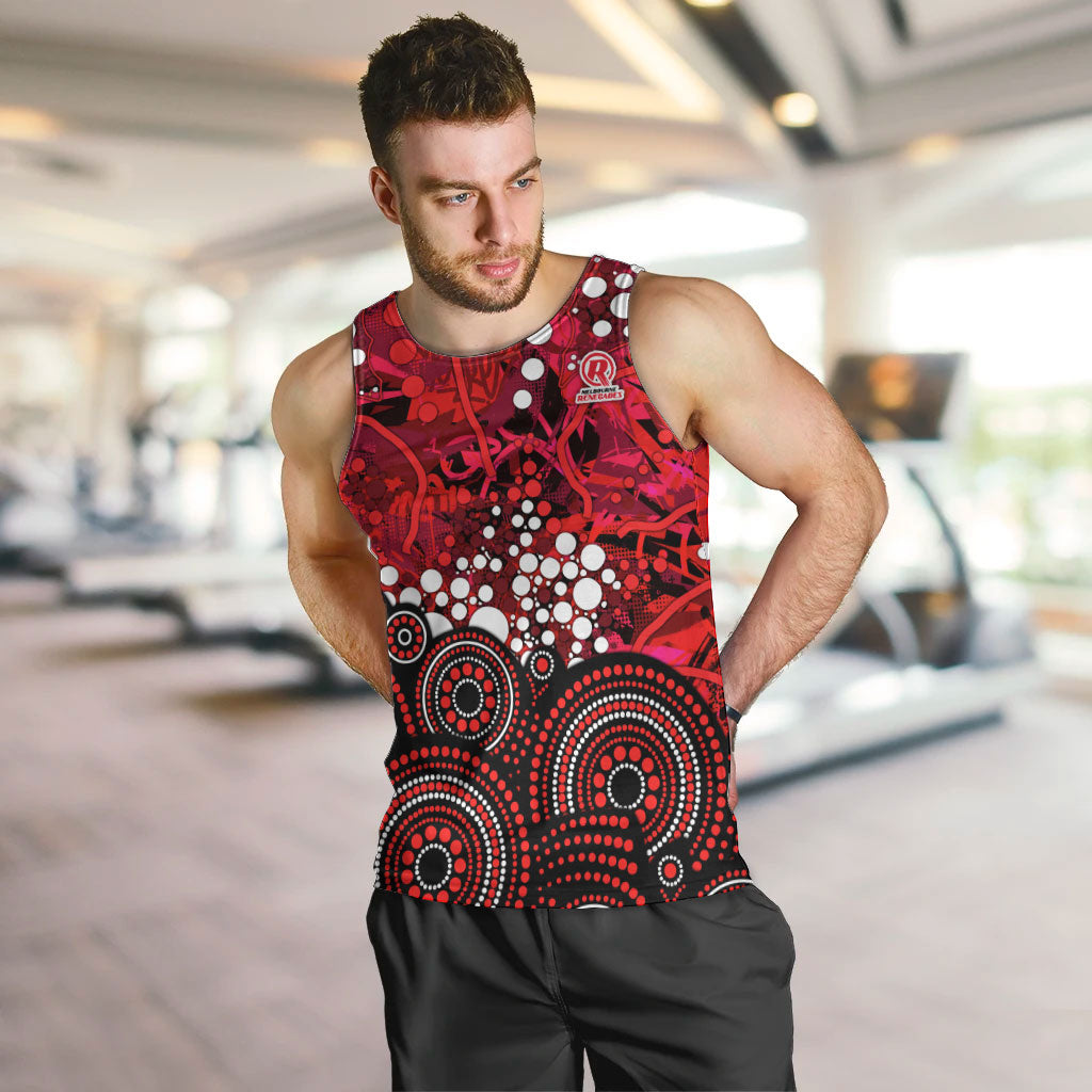 Melbourne Renegades Men Tank Top Graffiti Urban Aboriginal Dot Abstract Design