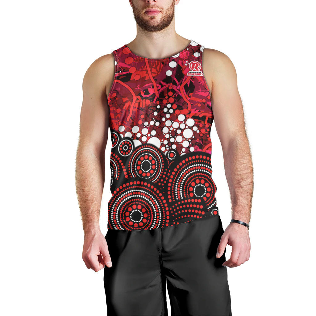 Melbourne Renegades Men Tank Top Graffiti Urban Aboriginal Dot Abstract Design
