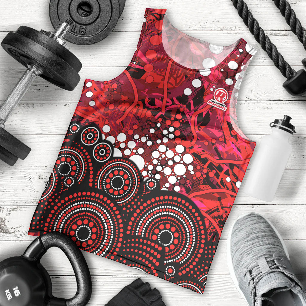 Melbourne Renegades Men Tank Top Graffiti Urban Aboriginal Dot Abstract Design