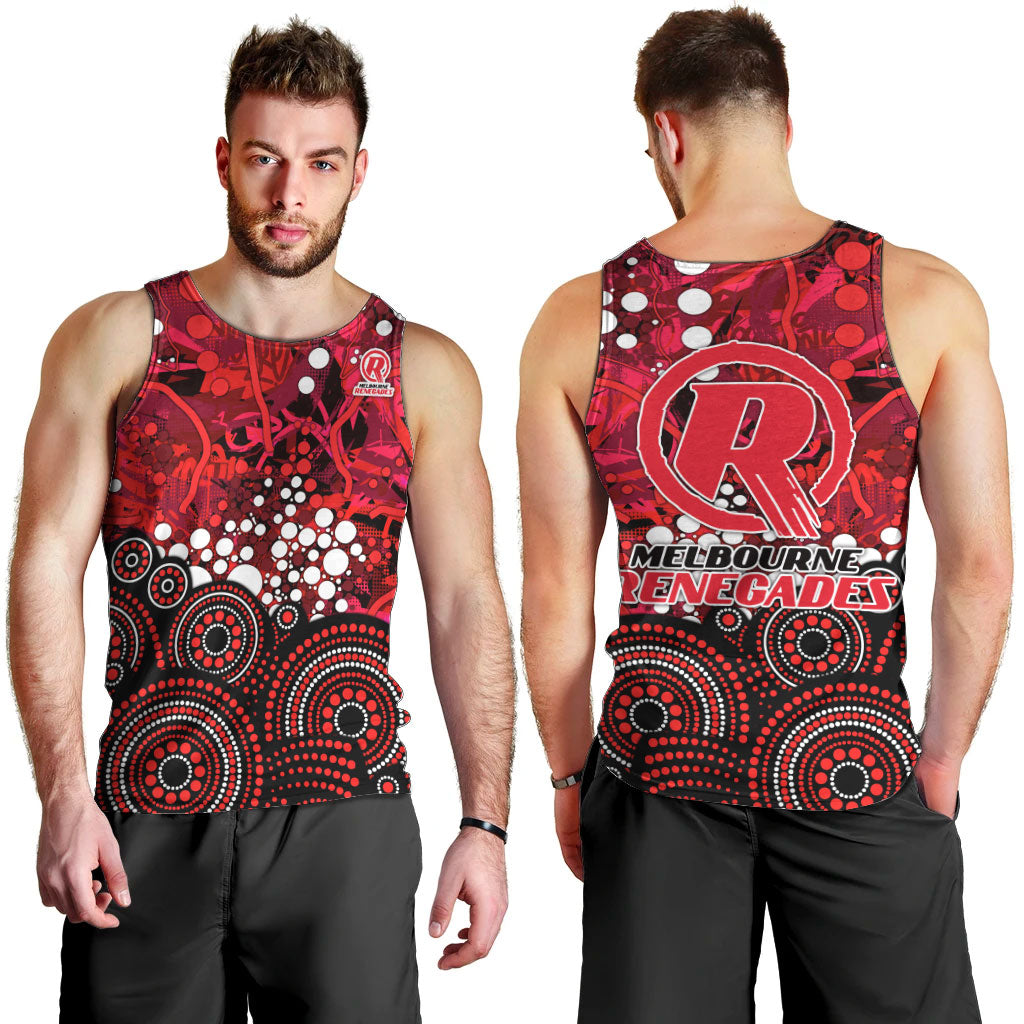 Melbourne Renegades Men Tank Top Graffiti Urban Aboriginal Dot Abstract Design