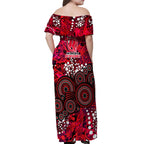 Melbourne Renegades Off Shoulder Maxi Dress Graffiti Urban Aboriginal Dot Abstract Design