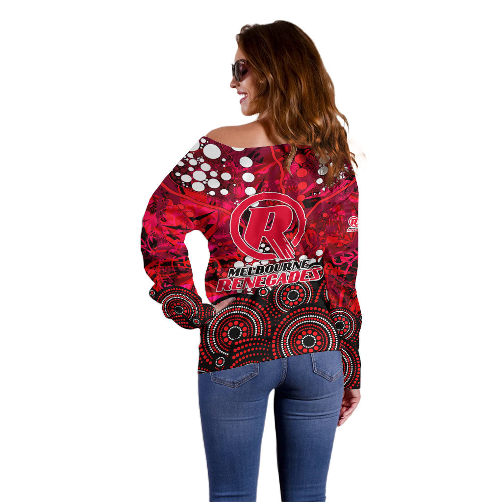 Melbourne Renegades Off Shoulder Sweater Graffiti Urban Aboriginal Dot Abstract Design