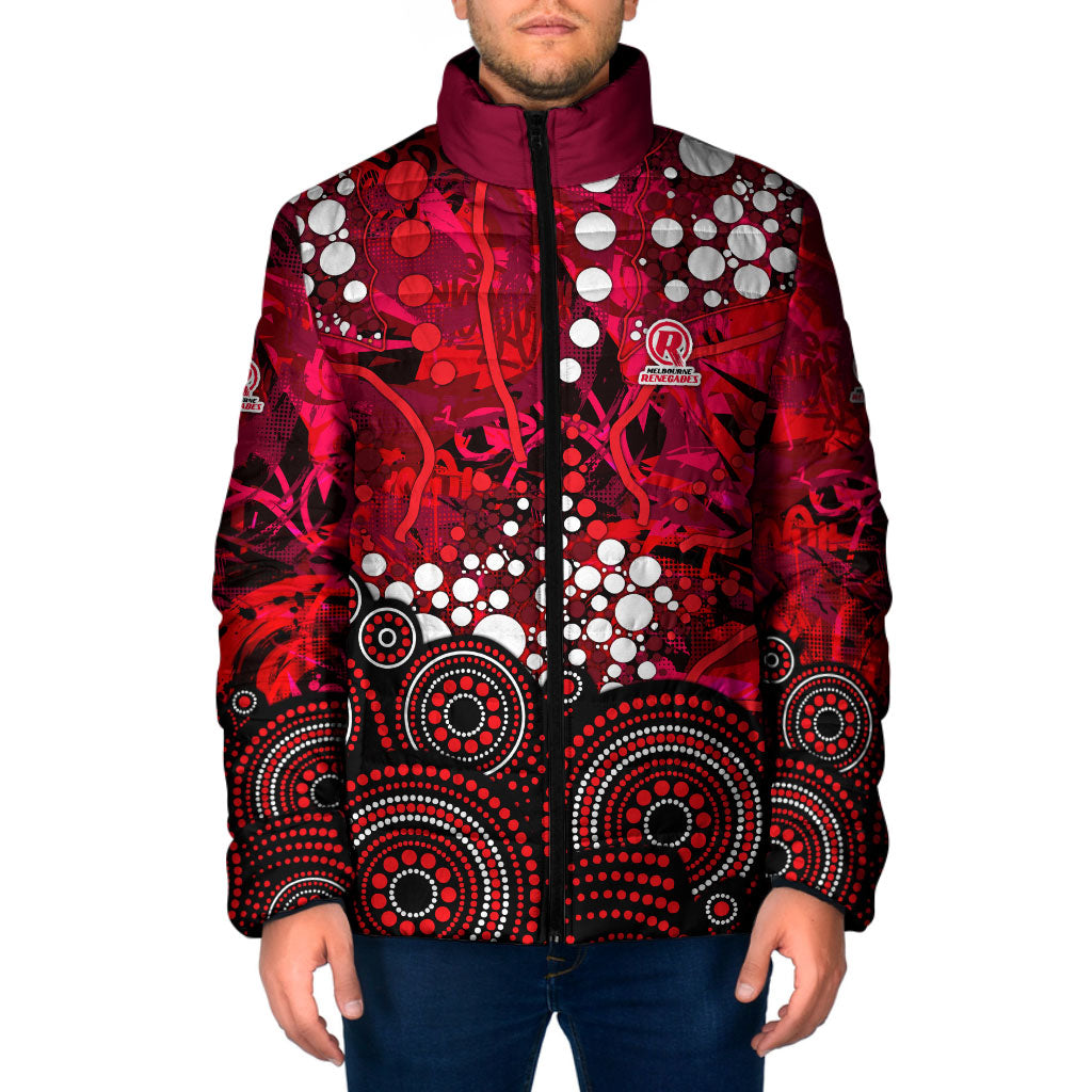 Melbourne Renegades Padded Jacket Graffiti Urban Aboriginal Dot Abstract Design