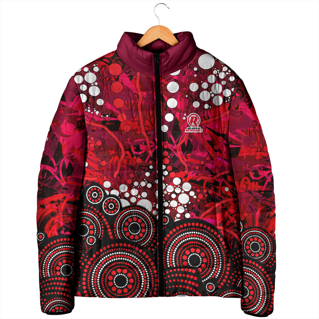 Melbourne Renegades Padded Jacket Graffiti Urban Aboriginal Dot Abstract Design