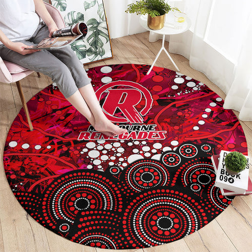 Melbourne Renegades Round Carpet Graffiti Urban Aboriginal Dot Abstract Design