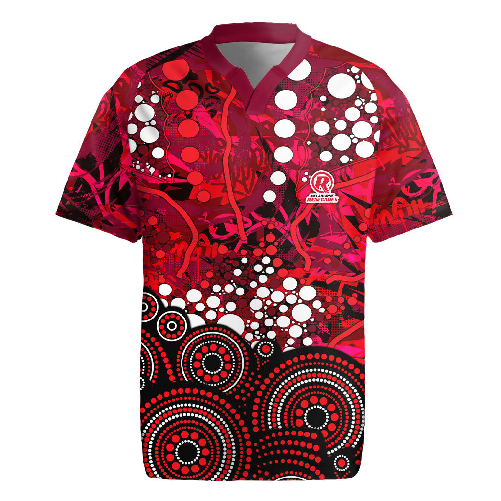 Melbourne Renegades Rugby Jersey Graffiti Urban Aboriginal Dot Abstract Design