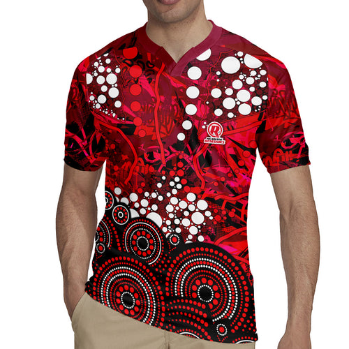 Melbourne Renegades Rugby Jersey Graffiti Urban Aboriginal Dot Abstract Design
