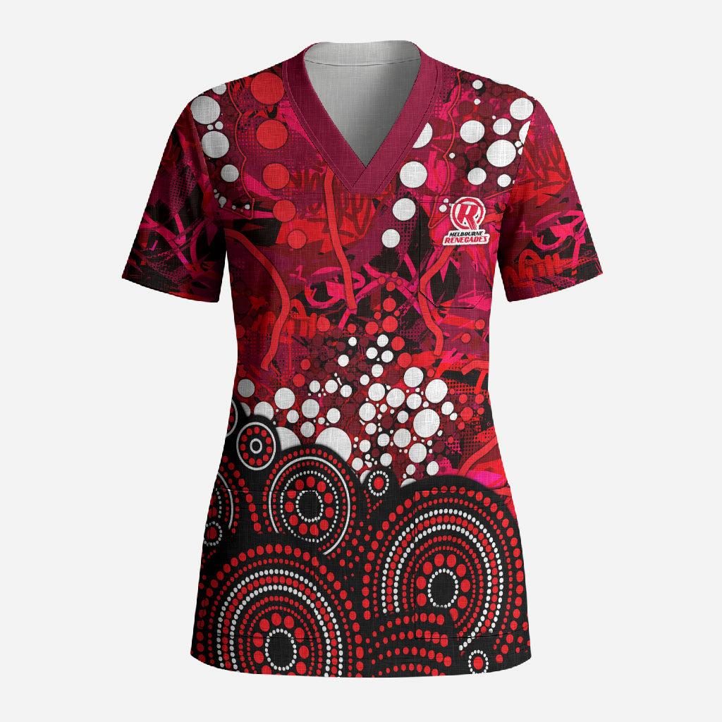 Melbourne Renegades Scrub Top Graffiti Urban Aboriginal Dot Abstract Design