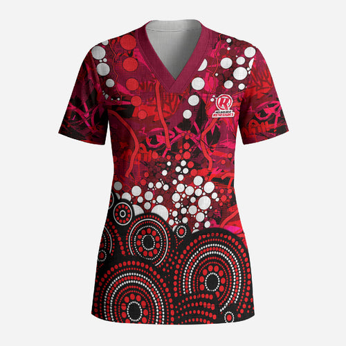 Melbourne Renegades Scrub Top Graffiti Urban Aboriginal Dot Abstract Design