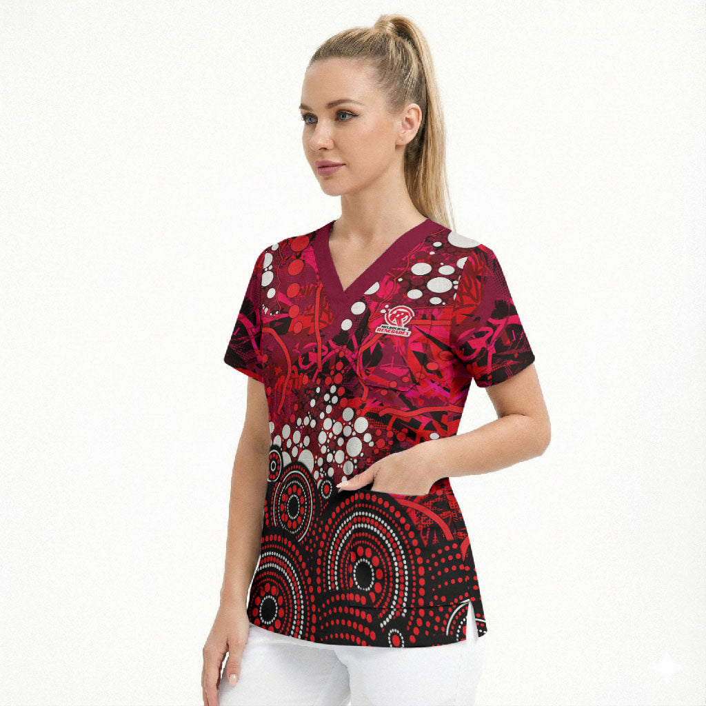 Melbourne Renegades Scrub Top Graffiti Urban Aboriginal Dot Abstract Design