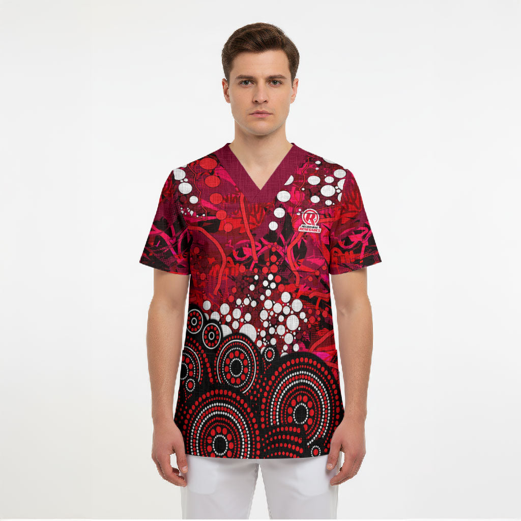 Melbourne Renegades Scrub Top Graffiti Urban Aboriginal Dot Abstract Design