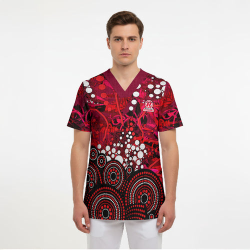 Melbourne Renegades Scrub Top Graffiti Urban Aboriginal Dot Abstract Design