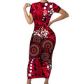 Melbourne Renegades Short Sleeve Bodycon Dress Graffiti Urban Aboriginal Dot Abstract Design