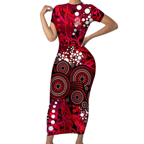 Melbourne Renegades Short Sleeve Bodycon Dress Graffiti Urban Aboriginal Dot Abstract Design