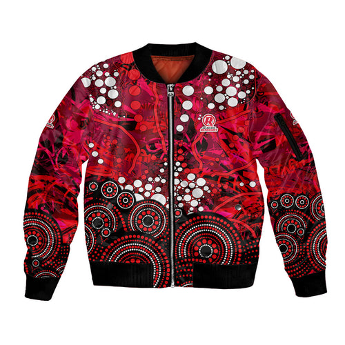 Melbourne Renegades Sleeve Zip Bomber Jacket Graffiti Urban Aboriginal Dot Abstract Design