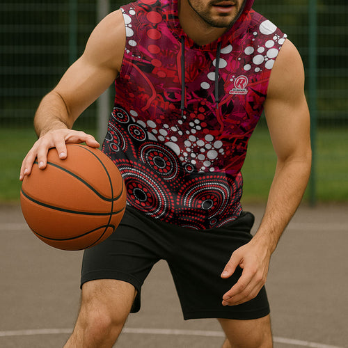 Melbourne Renegades Sleeveless Hoodie Graffiti Urban Aboriginal Dot Abstract Design