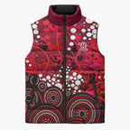 Melbourne Renegades Sleeveless Puffer Jacket Graffiti Urban Aboriginal Dot Abstract Design