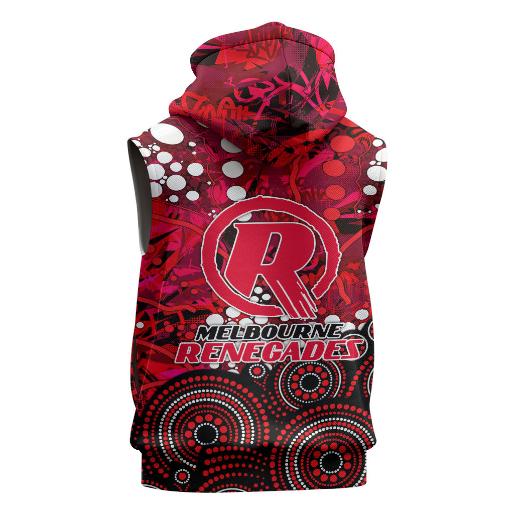 Melbourne Renegades Sleeveless Zip Hoodie Graffiti Urban Aboriginal Dot Abstract Design