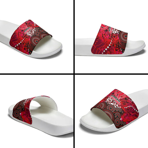 Melbourne Renegades Slide Sandals Graffiti Urban Aboriginal Dot Abstract Design