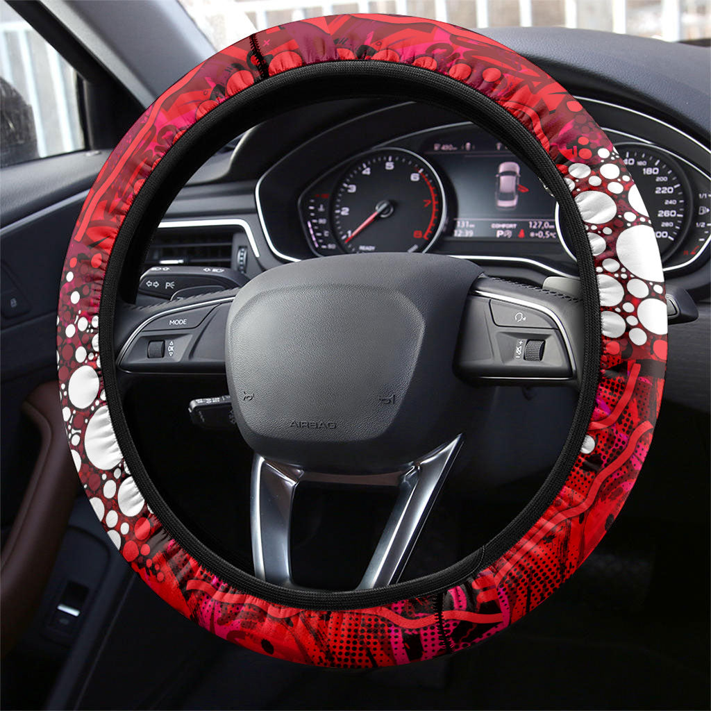 Melbourne Renegades Steering Wheel Cover Graffiti Urban Aboriginal Dot Abstract Design