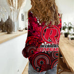Melbourne Renegades Women Casual Shirt Graffiti Urban Aboriginal Dot Abstract Design
