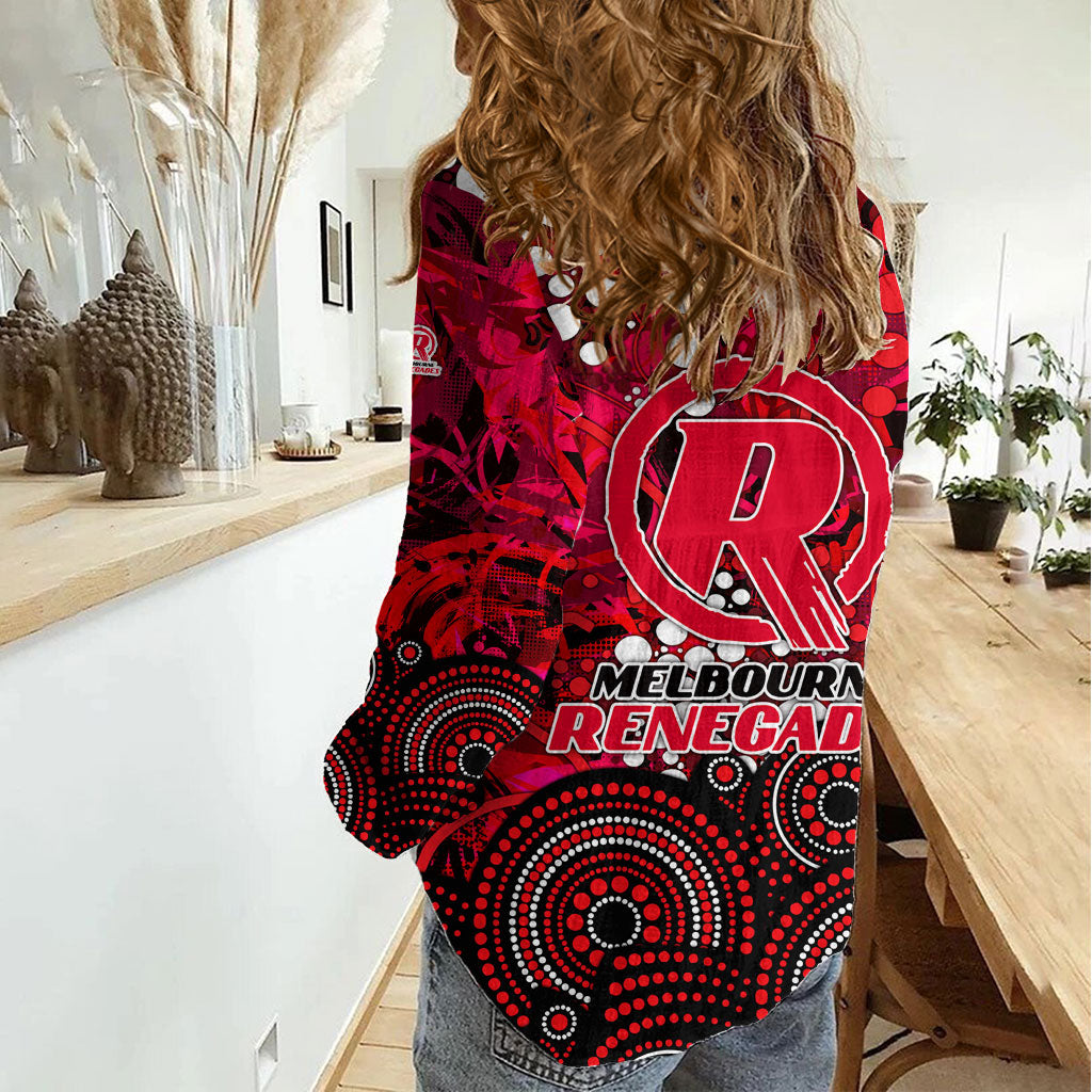 Melbourne Renegades Women Casual Shirt Graffiti Urban Aboriginal Dot Abstract Design
