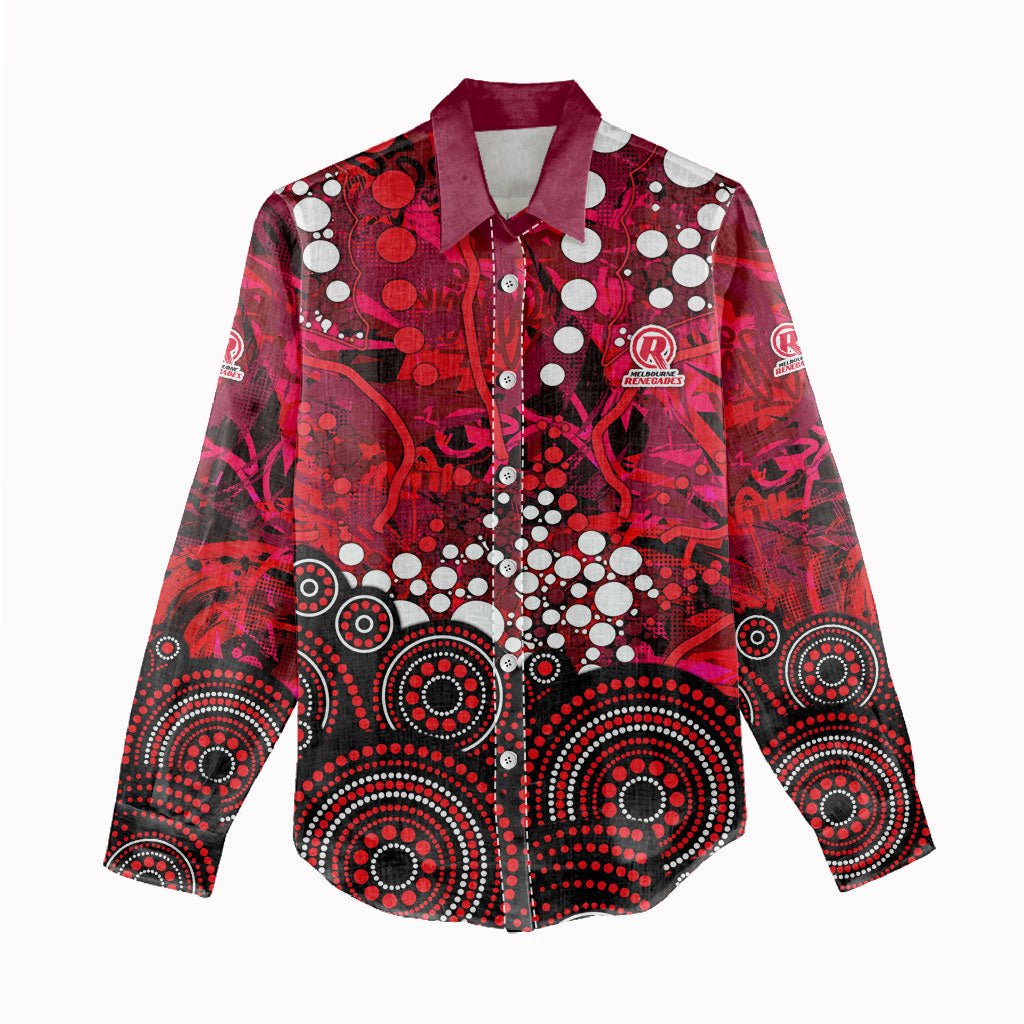 Melbourne Renegades Women Casual Shirt Graffiti Urban Aboriginal Dot Abstract Design