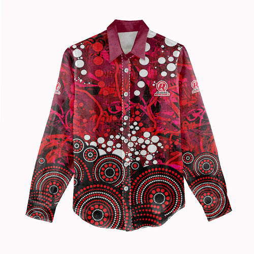 Melbourne Renegades Women Casual Shirt Graffiti Urban Aboriginal Dot Abstract Design