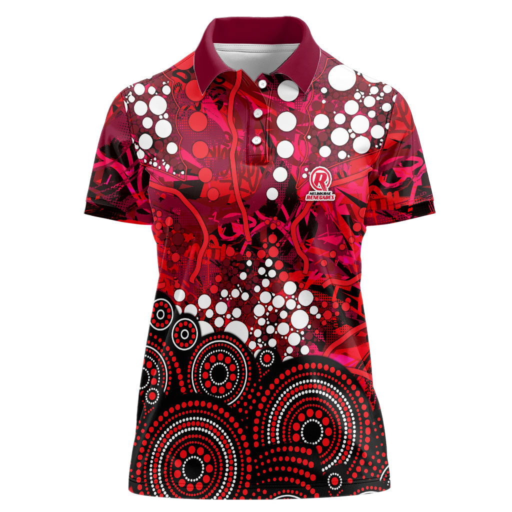 Melbourne Renegades Women Polo Shirt Graffiti Urban Aboriginal Dot Abstract Design